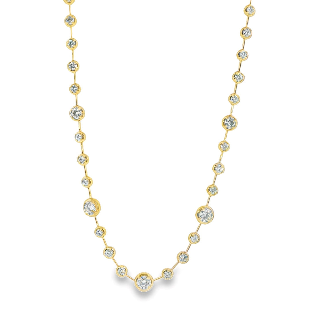 18K Yellow Gold Starry Night Bezel Set Diamond Necklace - 16"