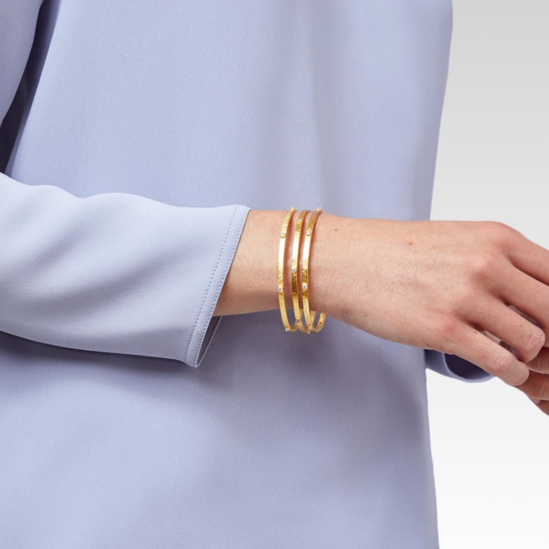 Crescent Stone Bangle With Cubic Zirconia