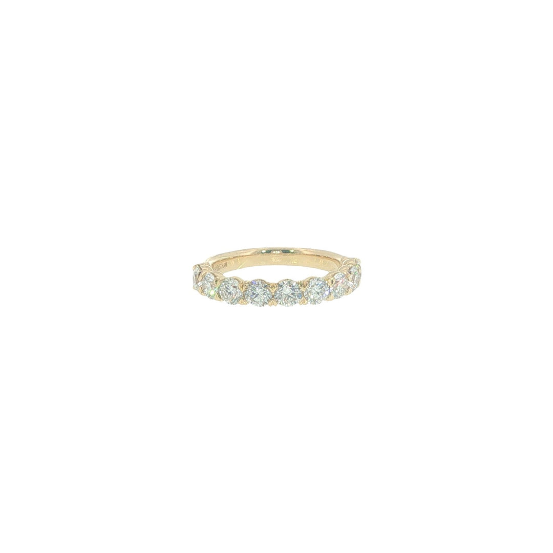 18K Yellow Gold Silk Prong Half Round Half Eternity Band - Size 6