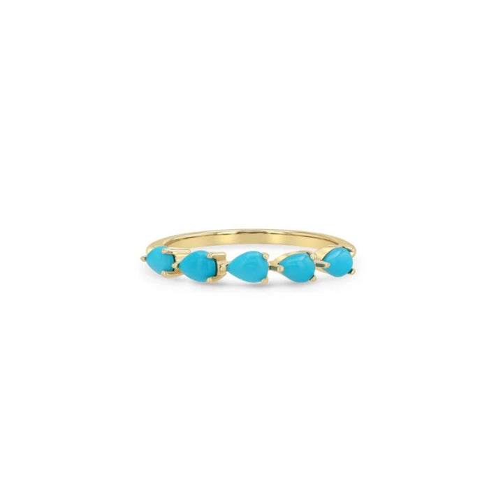 5 Pear Cut Turquoise Band Ring - Size 7