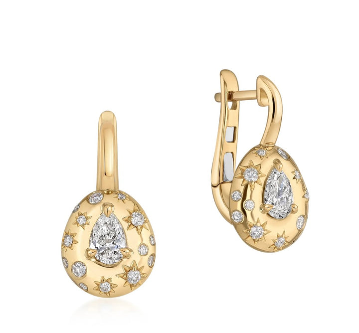 Astrid Leverback Hoops With Pear Shaped Diamonds