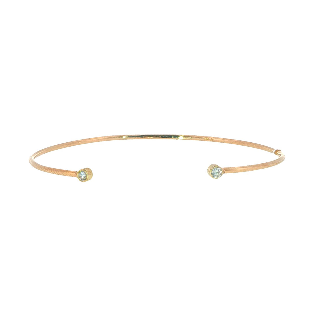 14K Yellow Gold Open Cuff Bracelet With Round Diamonds