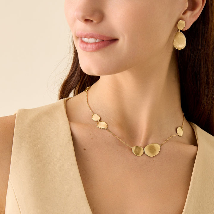 18K Yellow Gold Small Petal Station Necklace