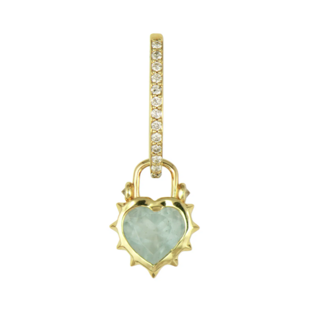Thorned Aqua Heart Charm - Single