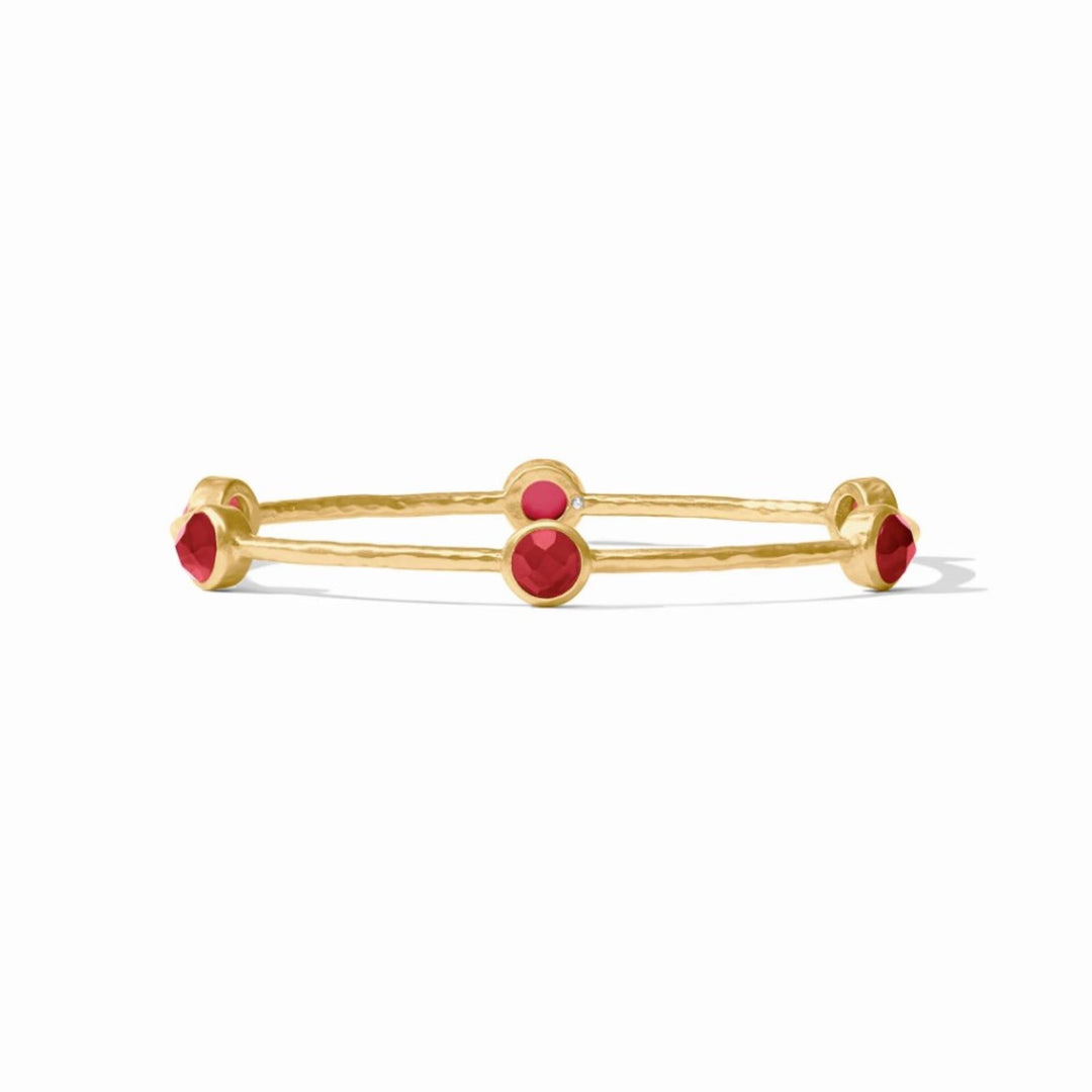 Milano Luxe Bangle With 6 Iridescent Ruby Red Gemstones