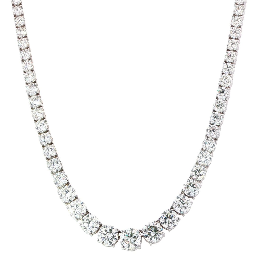 14K White Gold Diamond Riviera Necklace With Graduated Diamonds Weighing 22.17cts - 16"