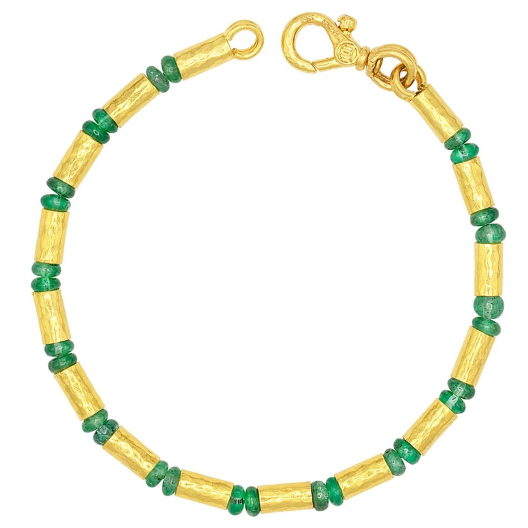 Gold Emerald Beaded Single-Strand Bracelet