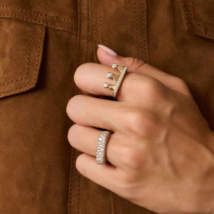 14K Yellow Gold Sparkle Stack Ring Featuring 1.25 Carats Of Diamonds