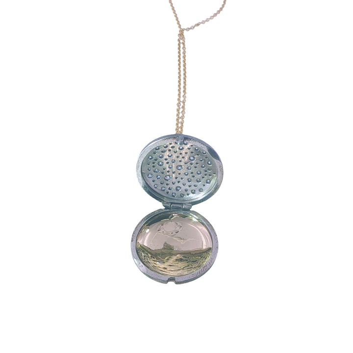 18K Yellow Gold And Oxidized Silver Pave Diamond Locket On A 16" Yellow Gold Chain