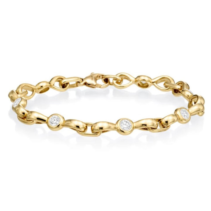 18K Yellow Gold And Diamond Bezel Set Zoe Bracelet - 6.75"