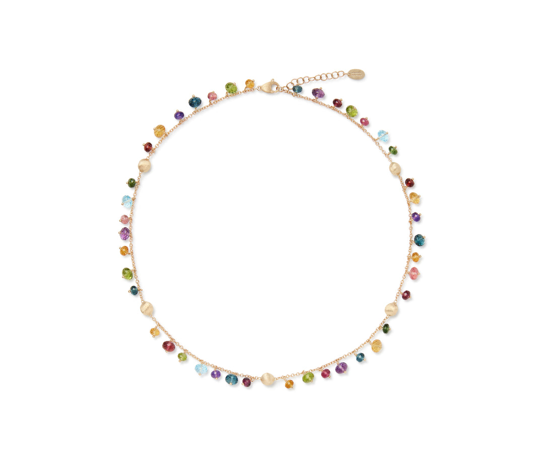 18K Gold Africa Mixed Gemstone Necklace