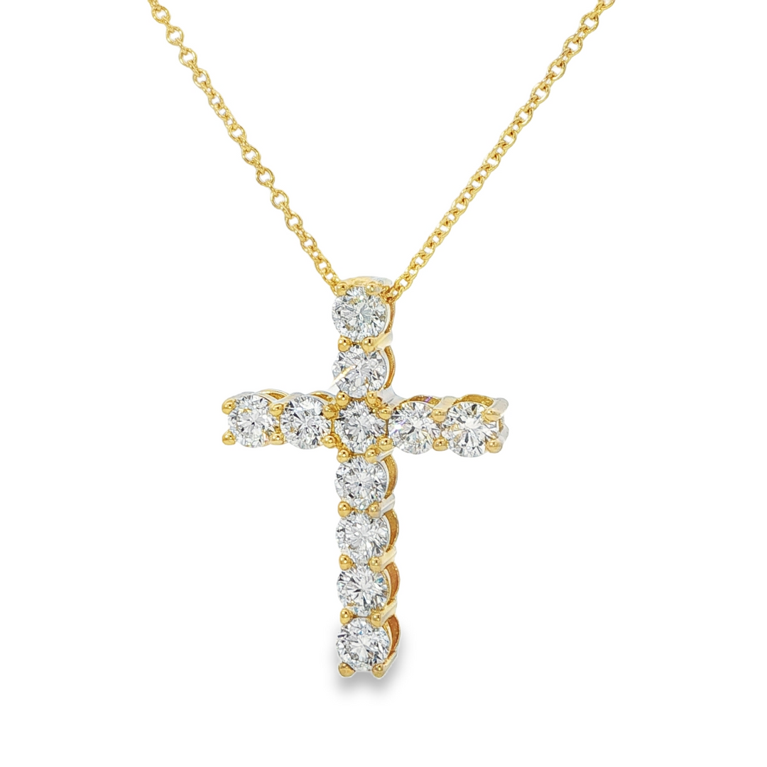 14K Yellow Gold Diamond Cross Pendant Weighing 2.60cts On A 16" Chain
