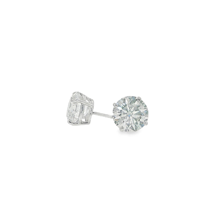 14K White Gold 4 Prong Basket Set Diamond Stud Earrings Weighing 4.63ctw