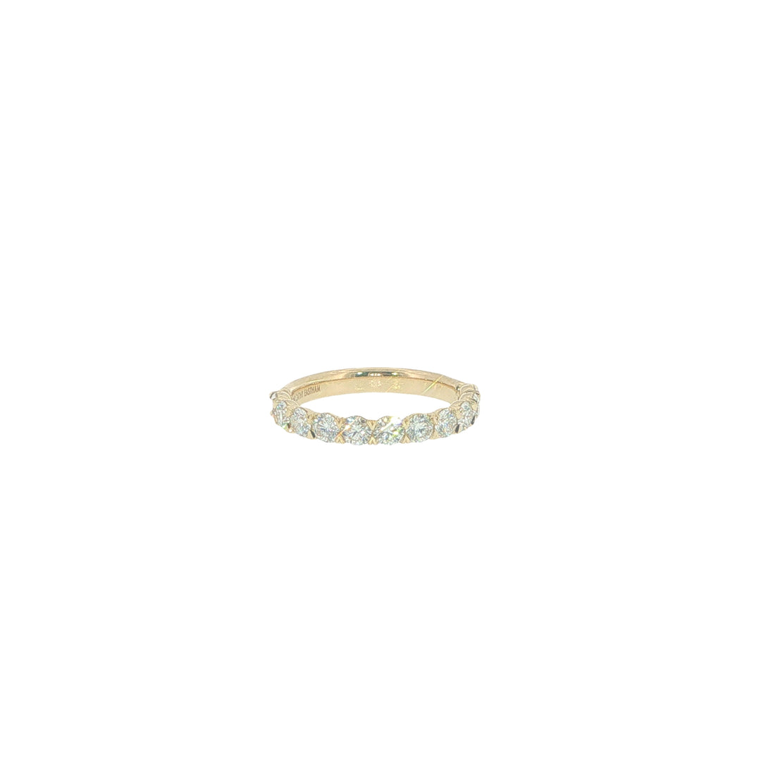 18K Yellow Gold Flushfit Prong Set Half Eternity Band - Size 6