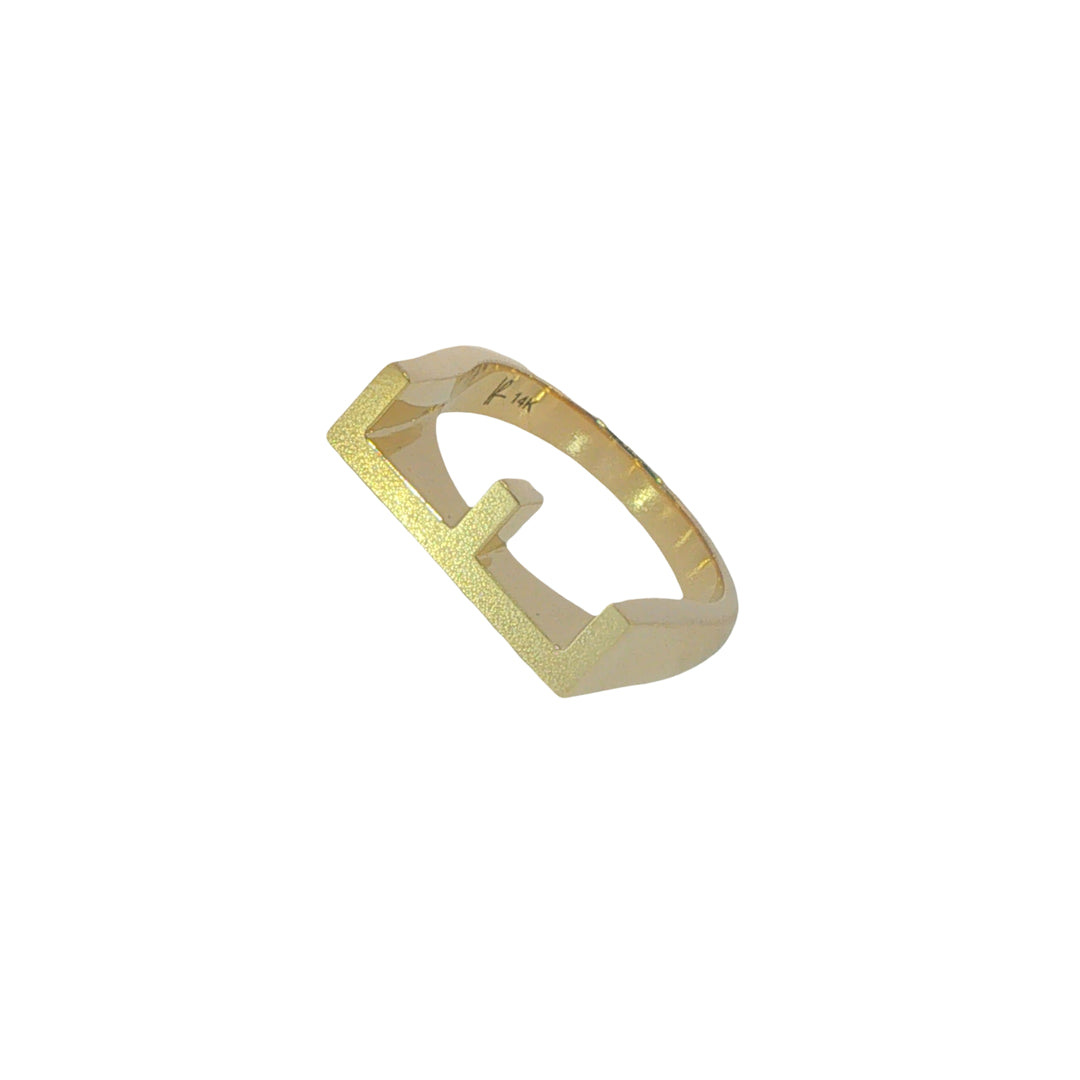 Classic Gold "E" Initial Ring - Size 6.5