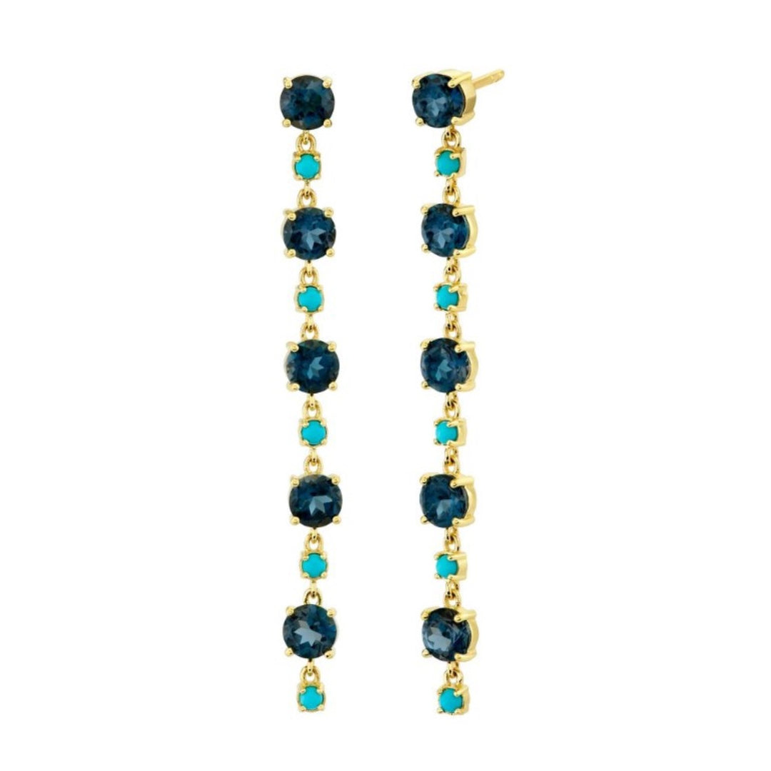 London Blue Topaz And Turquoise Drop Earrings