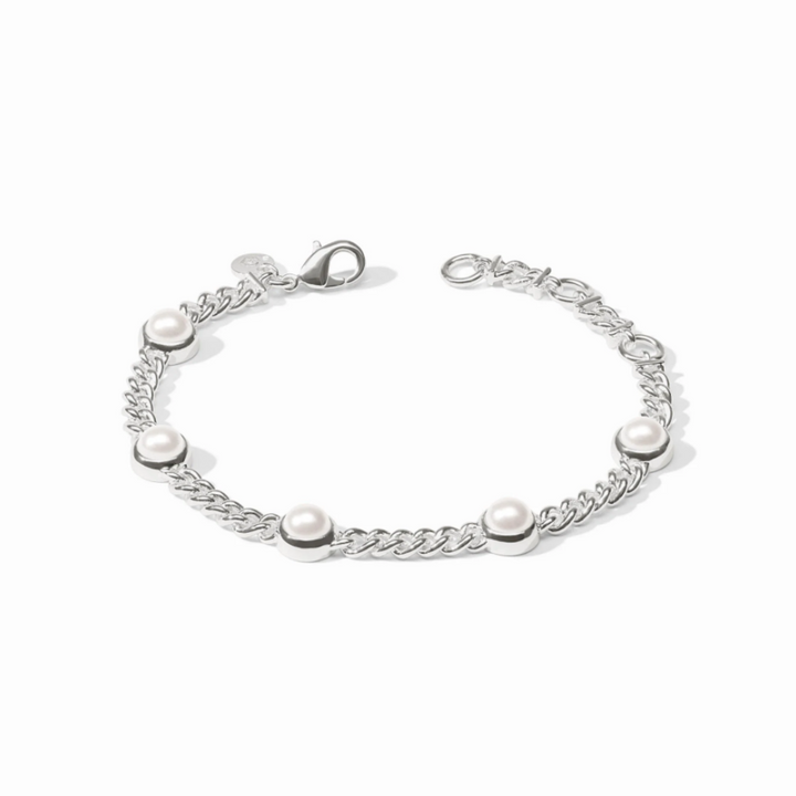 Silver Dolce Delicate Bracelet With Pearl Stations - 8"