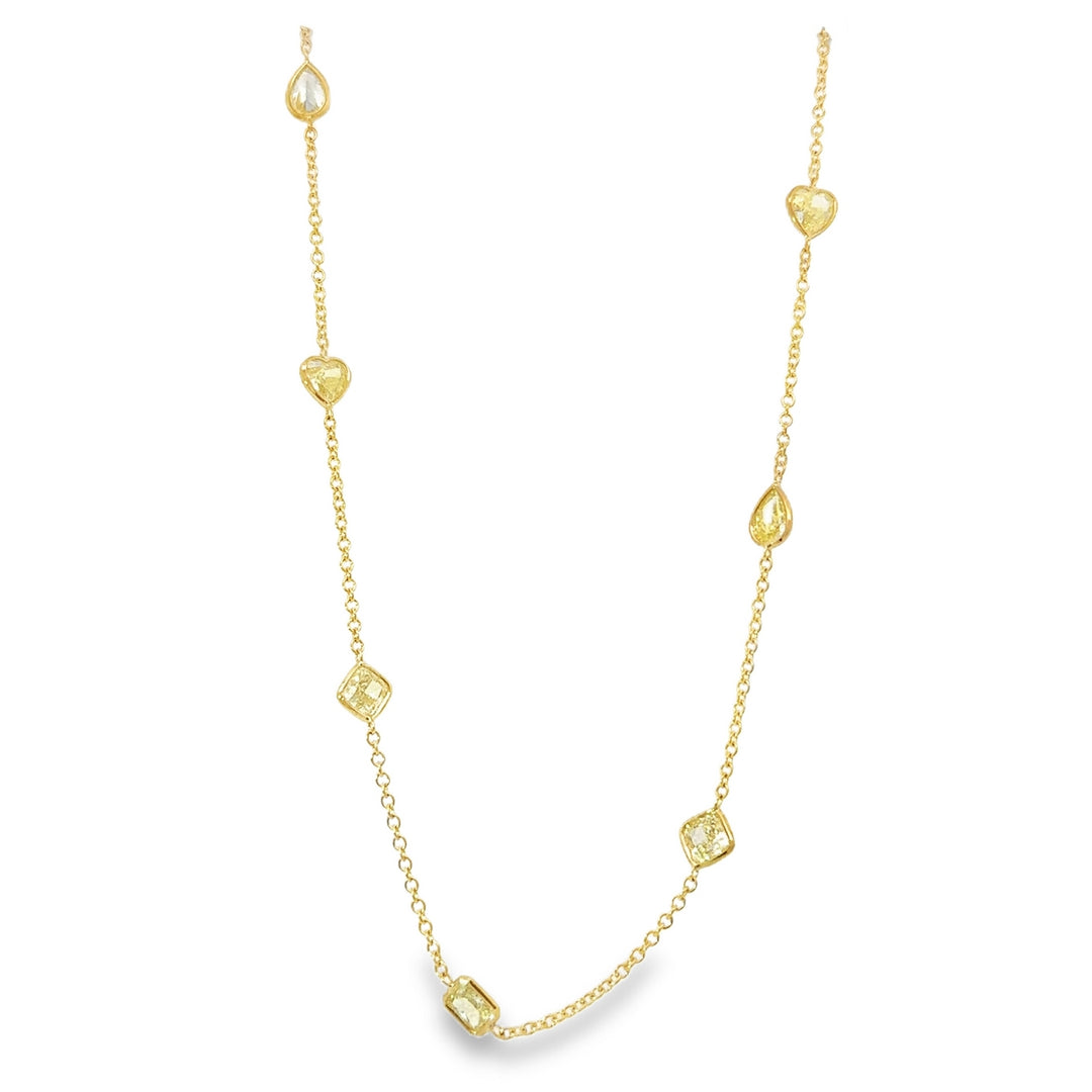 Yellow Gold Diamond BY The Yard With 10 Fancy Shaped Yellow Diamonds - 16"