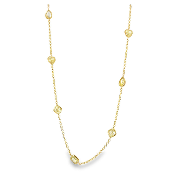 Yellow Gold Diamond BY The Yard With 10 Fancy Shaped Yellow Diamonds - 16"