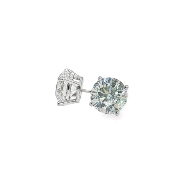 White Gold GIA Certified 4 Prong Round Diamond Studs Weighing 4.80cts