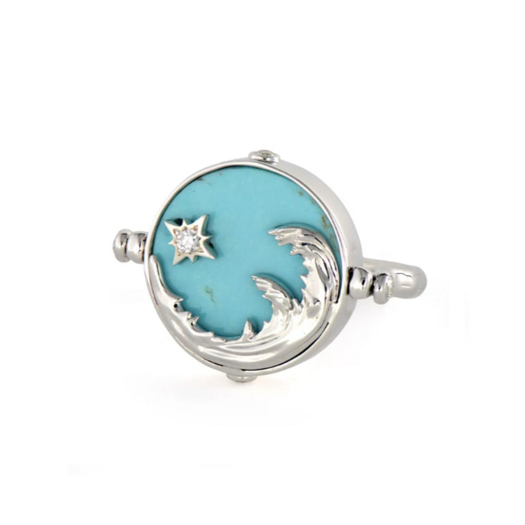 Sterling Silver Sea Goddess Engraved Tablet Ring - Size 6.5