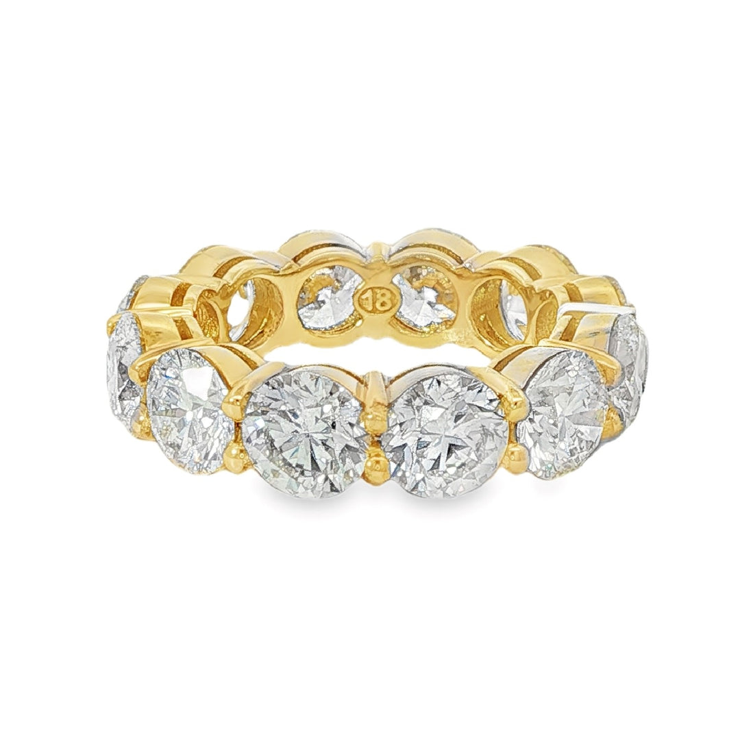 Yellow Gold Round Diamond Eternity Band Weighing 8.77cts - Size 6.5