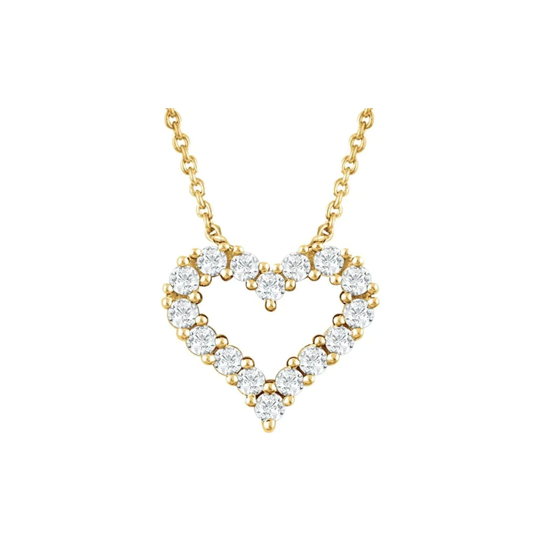 Diamond Heart Pendant Necklace - 18"