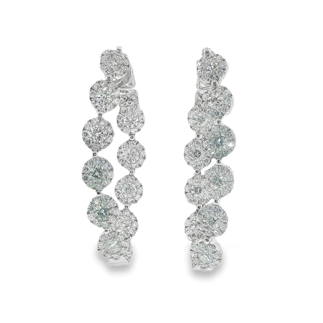 White Gold And Diamond Inside-Out Halo Hoops Weighing 4.44cts