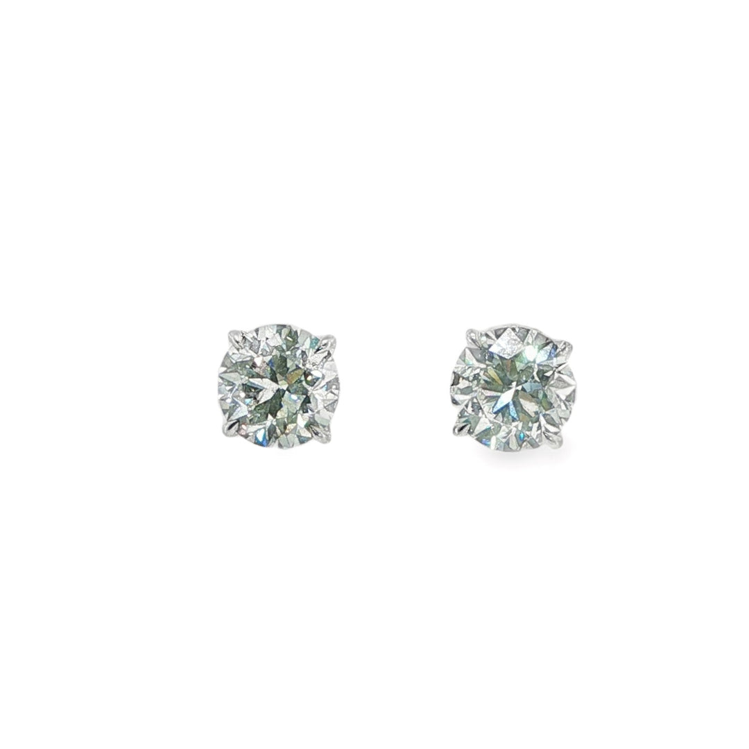 White Gold 4 Prong Round Diamond Studs Weighing 6.01cts