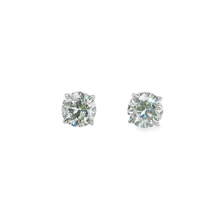 White Gold 4 Prong Round Diamond Studs Weighing 6.01cts