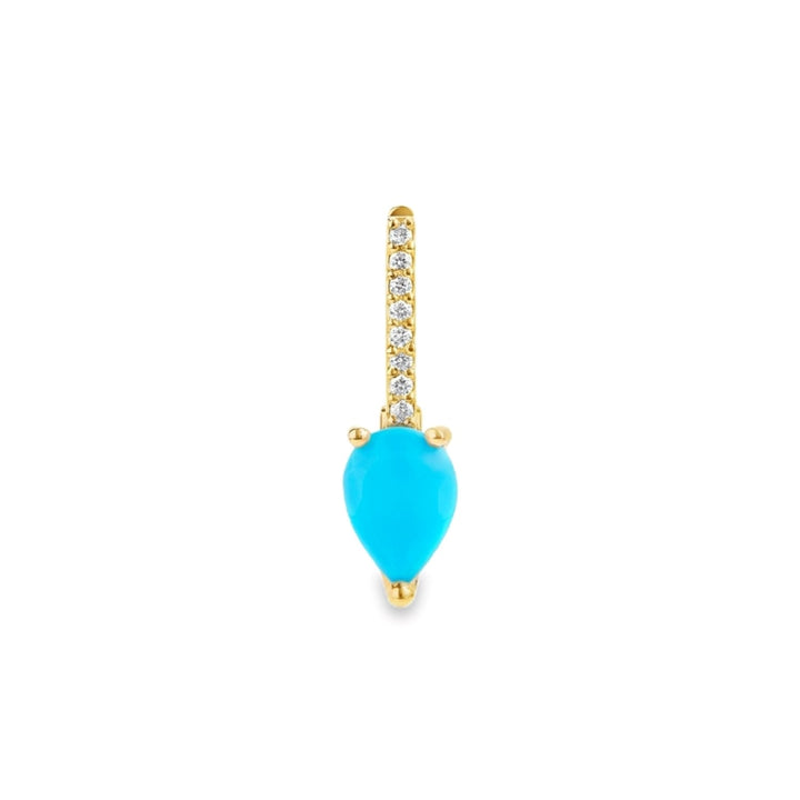 Pear Shaped Turquoise Pendant With Diamond Accents