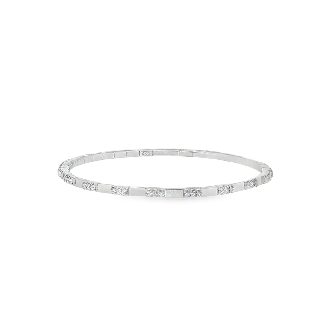 18K White Gold Stretch Bracelet With Diamond Stations Weighing 0.63ctw