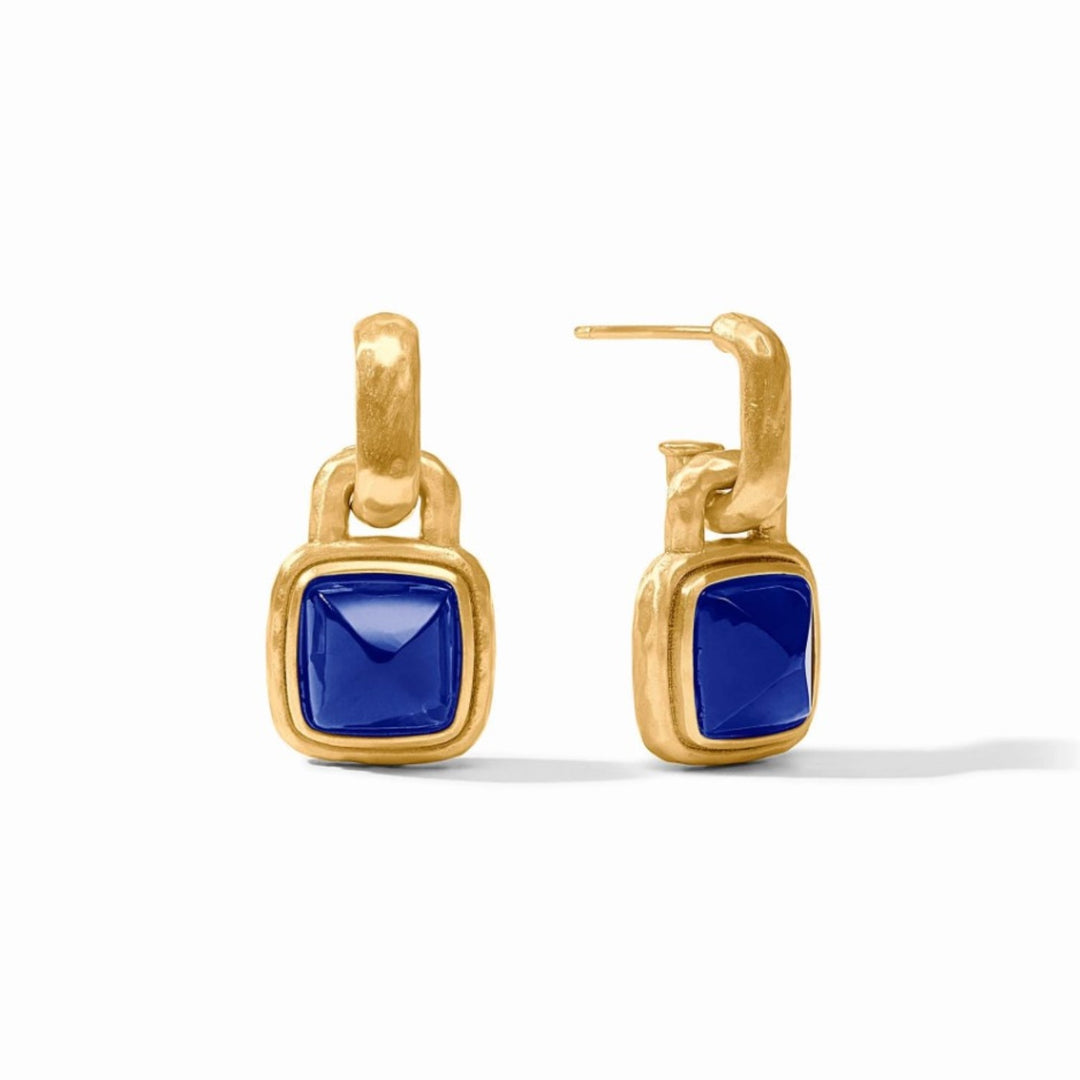 Sahara Hoop & Charm Earrings In Iridescent Sapphire Blue