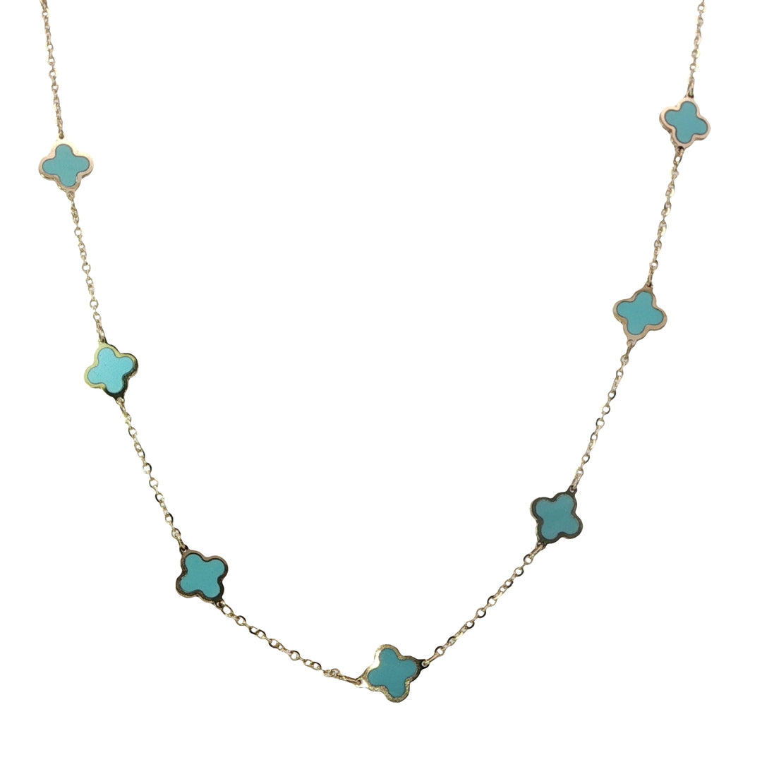 Turquoise Clover Station Necklace