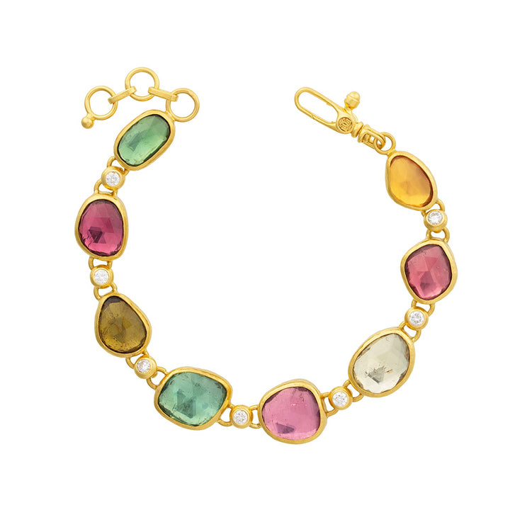 24K Gold Rose Cut Tourmaline Elements Bracelet