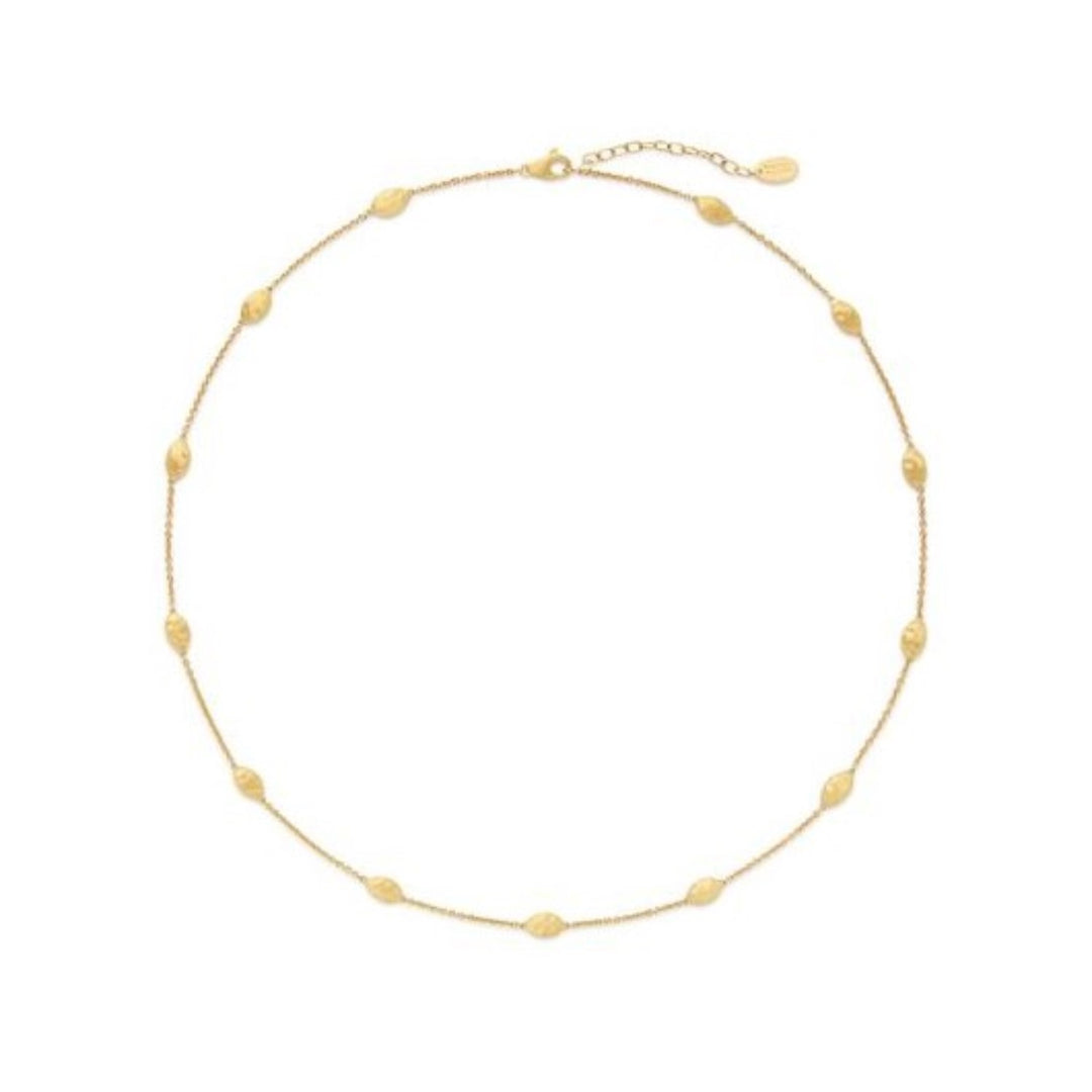 18K Yellow Gold Necklace With Gold Oval Stations