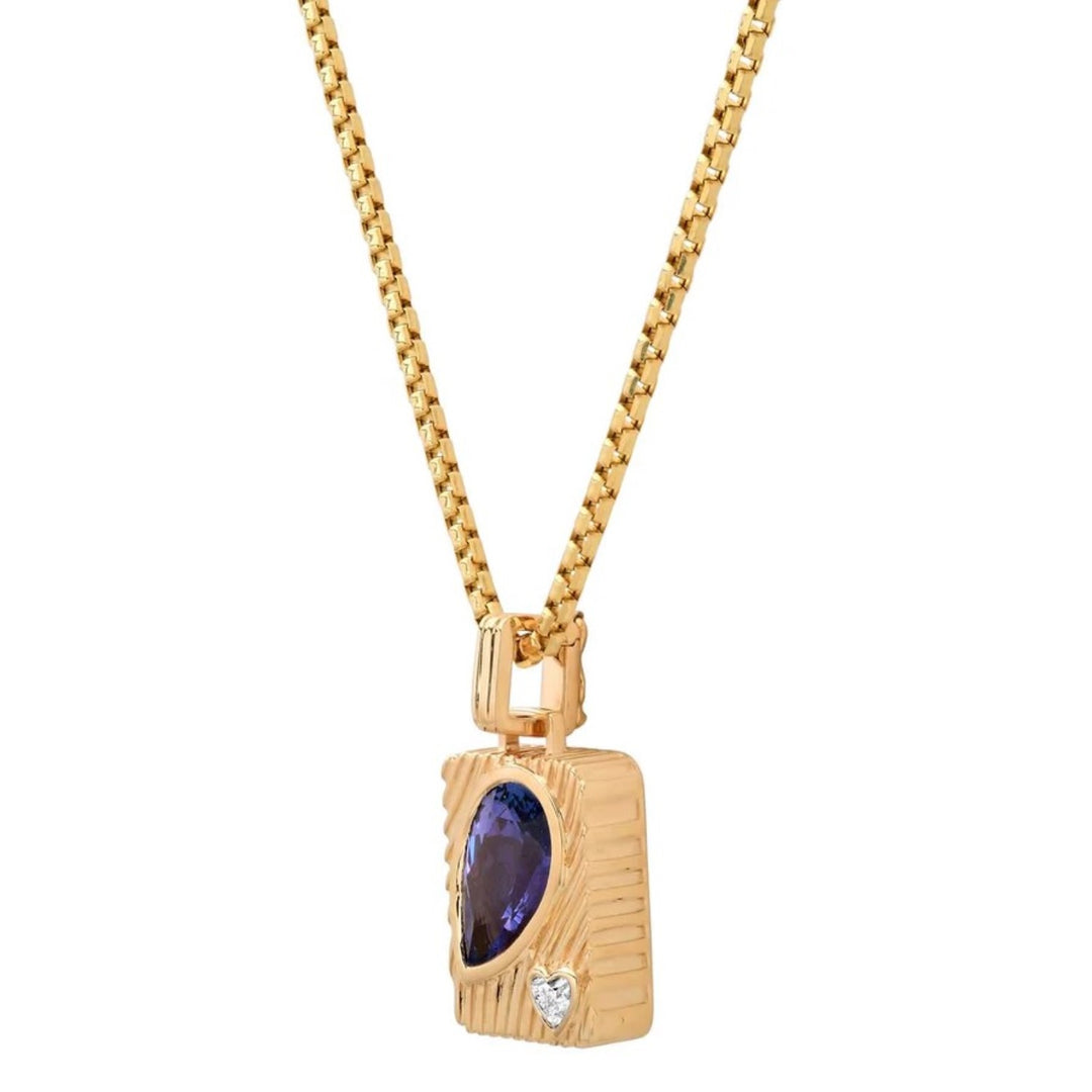 Ripple Pear Amulet Pendant In Tanzanite