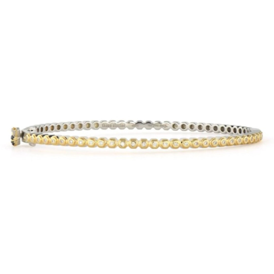 Two Toned Honeycomb Diamond Bangle - 6.5"