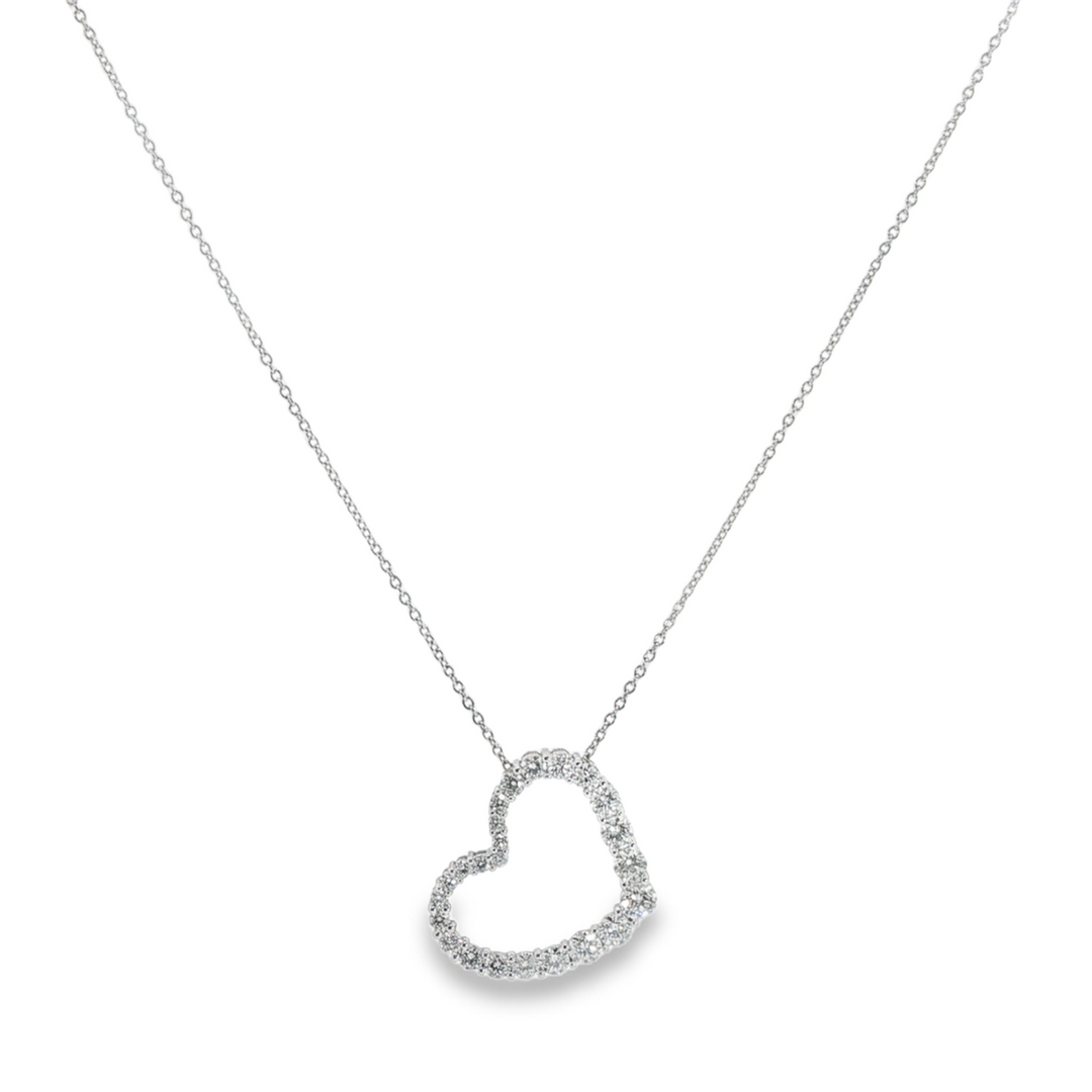 Diamond Heart Pendant Necklace - 16"