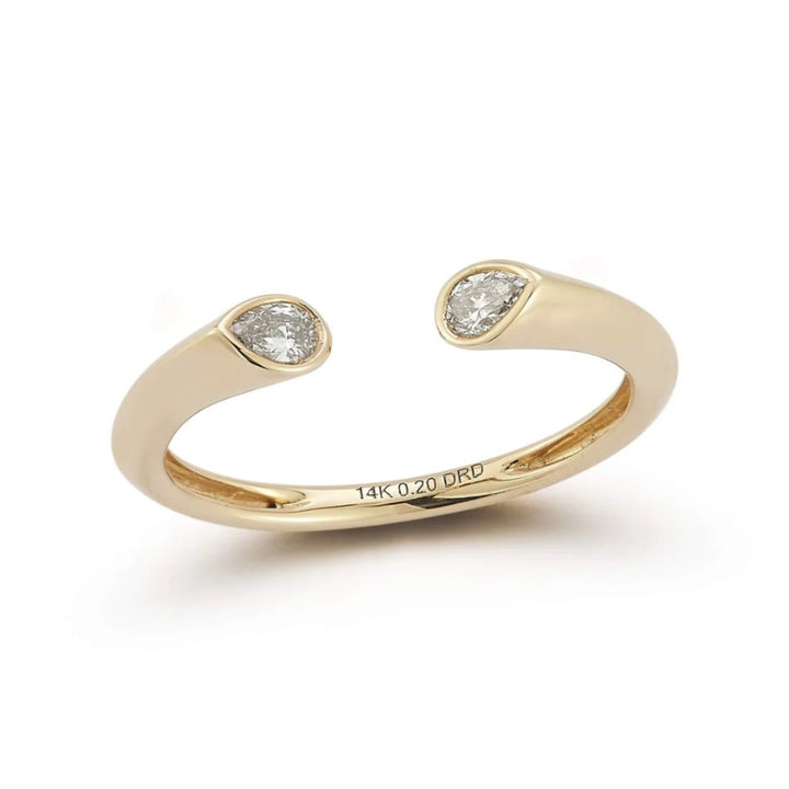 Taylor Elaine Inlay Pear Diamond Ring - Size 6