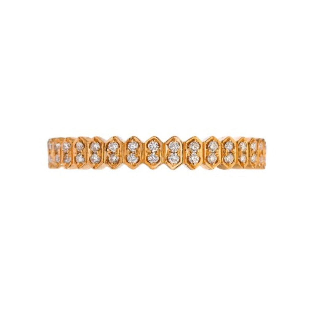 18K Rose Gold Mini Abacus White Diamond Band - Size 7.5