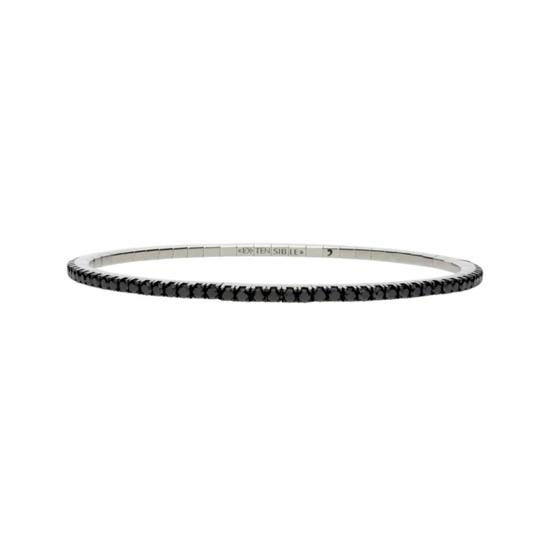 18K White Gold Black Diamond Stretch Tennis Bracelet