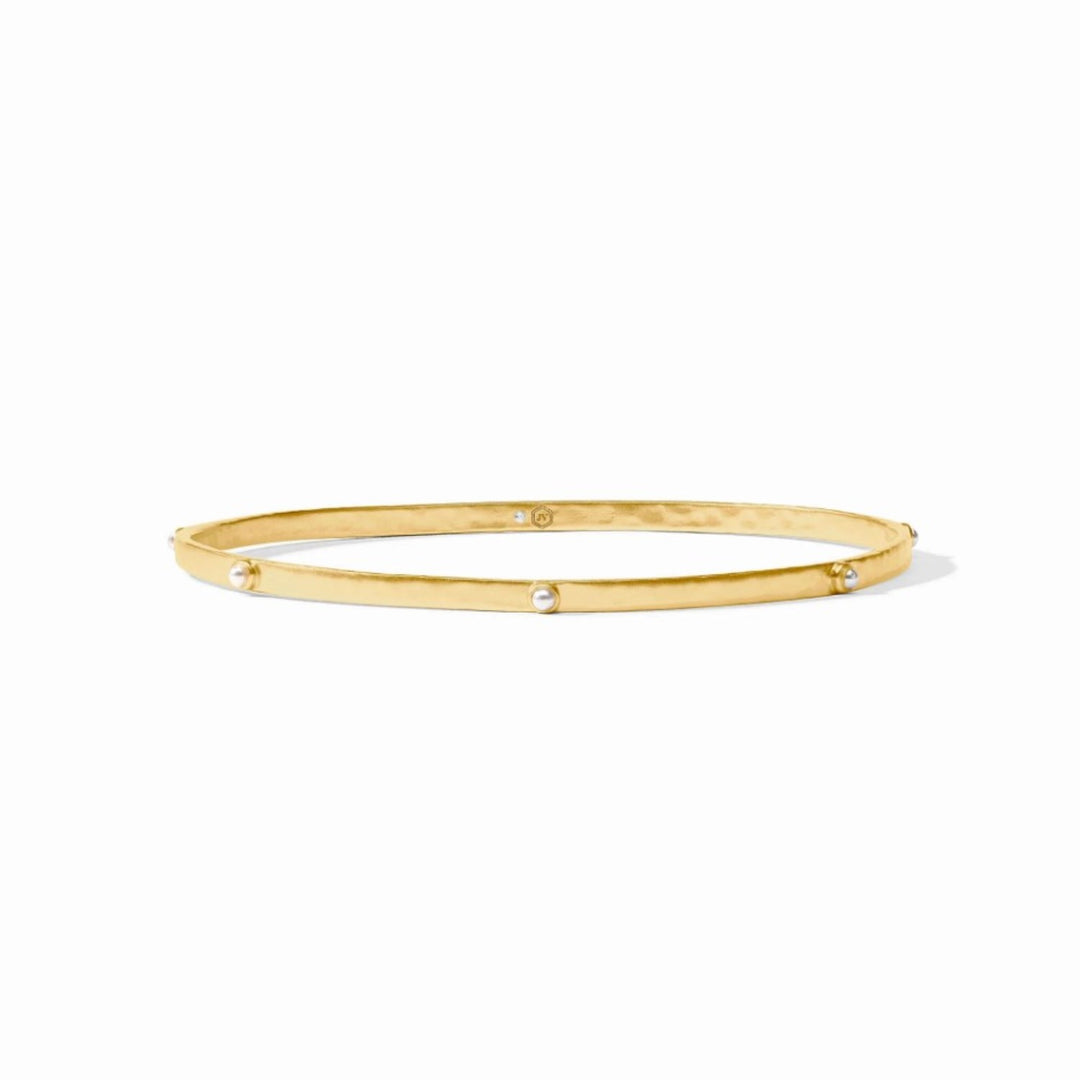 Crescent Stone Bangle With Pearls