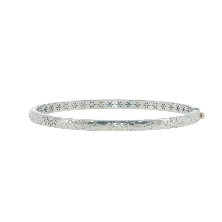 Mixed Metal Wish On A Star Bangle With Blue And Green Sapphires - 6.5"