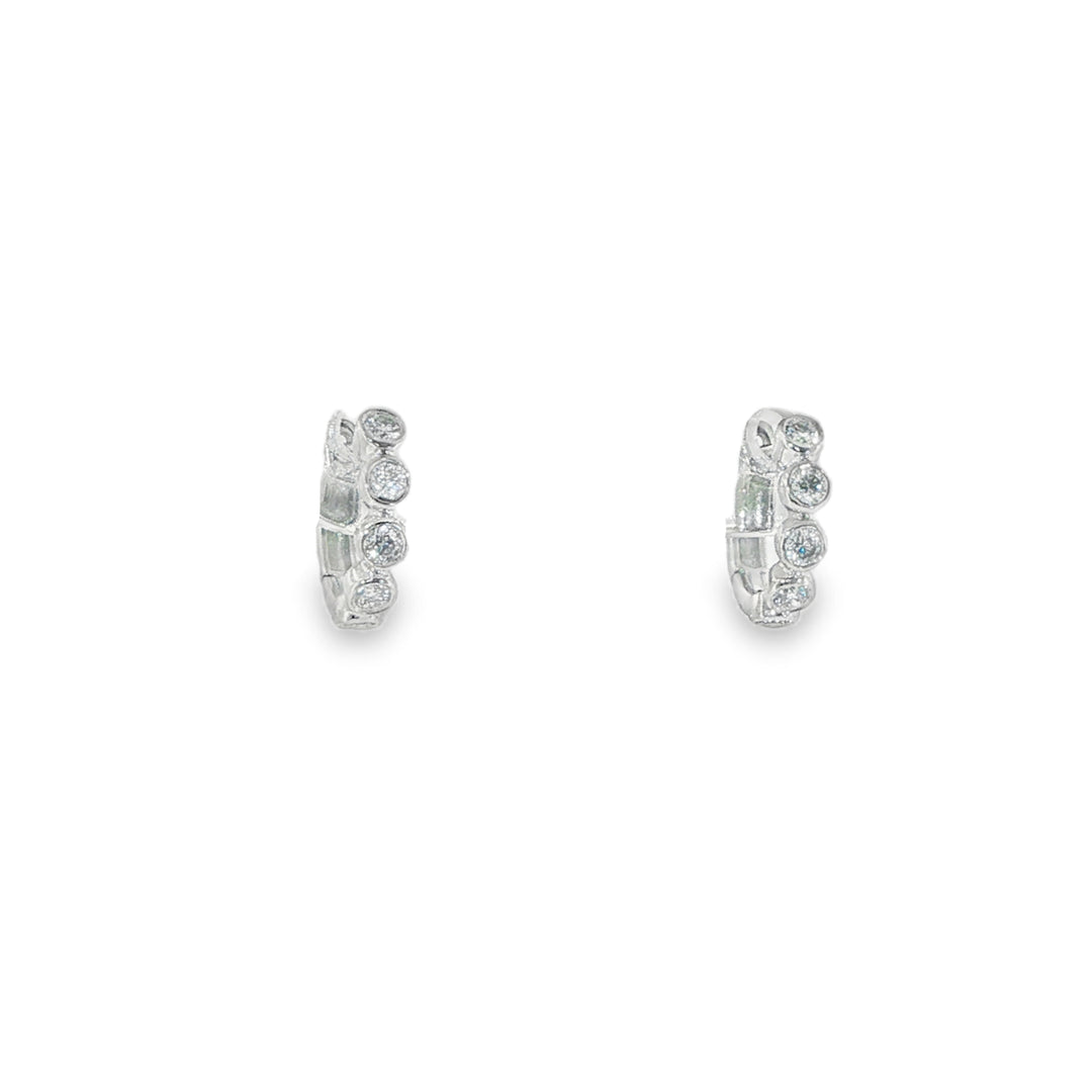 14K White Gold Small Diamond Huggies
