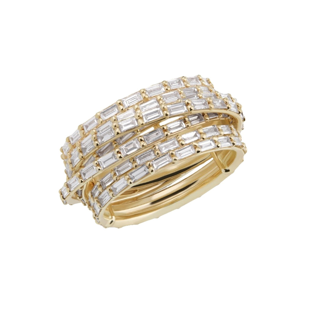 Yellow Gold Baguette Diamond Kinetic Spinner Ring - Size 7