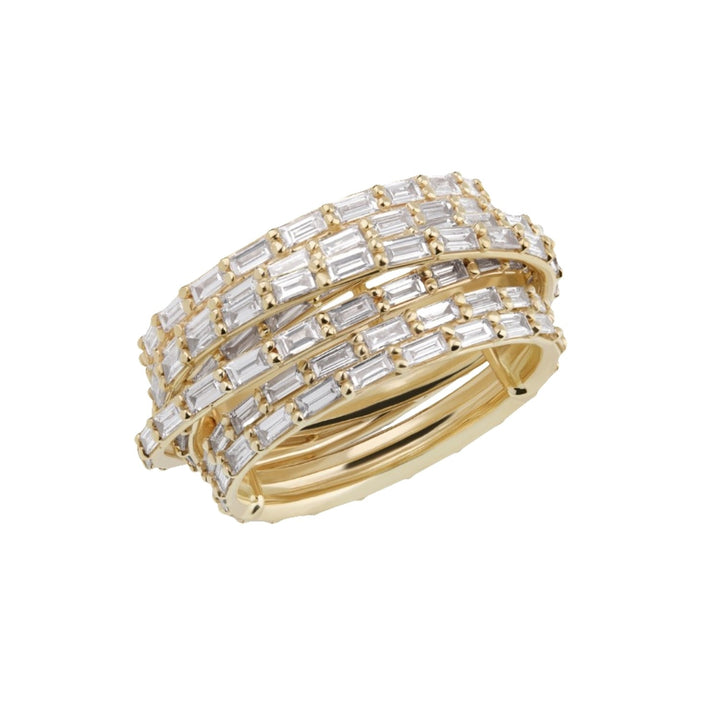 Yellow Gold Baguette Diamond Kinetic Spinner Ring - Size 7