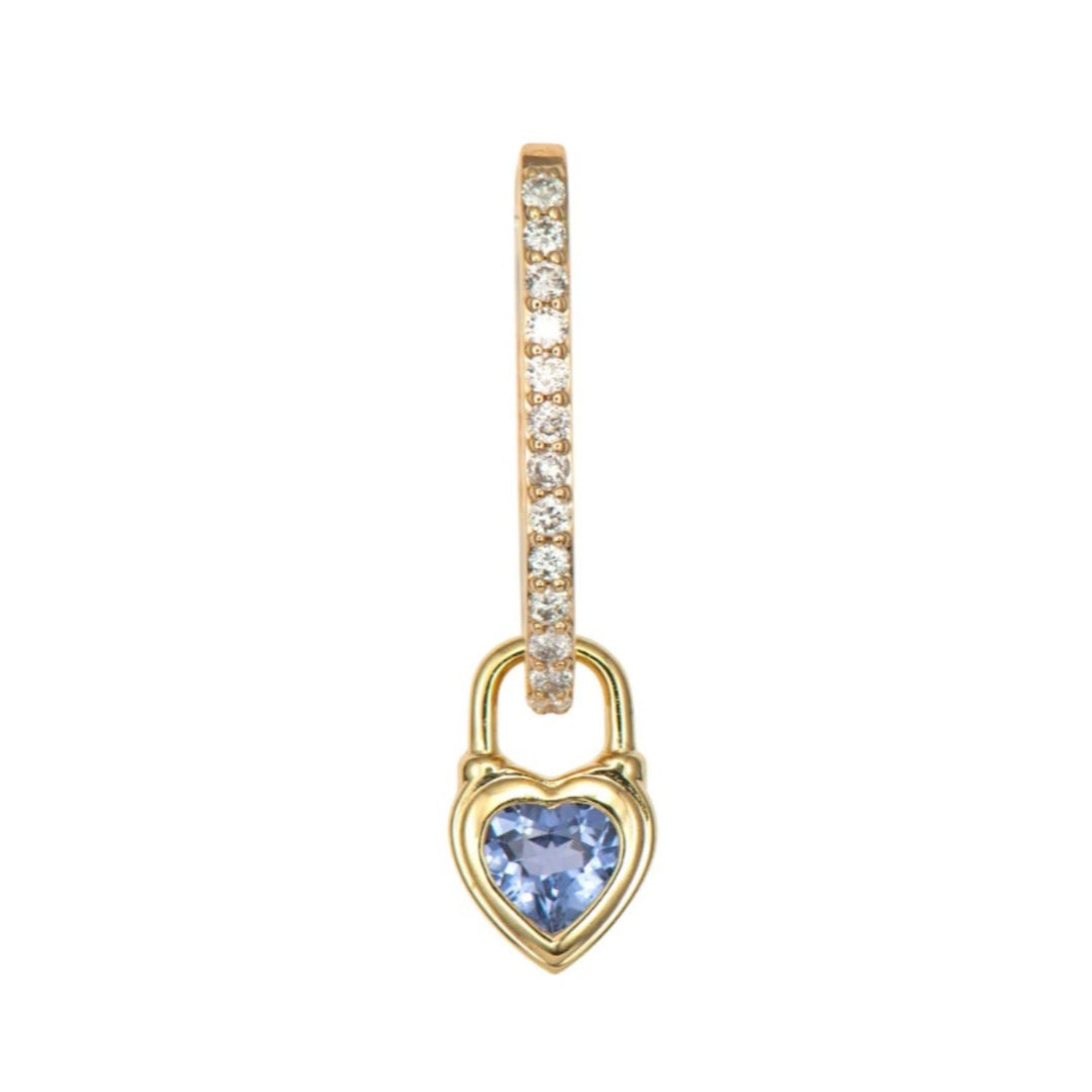 Single Beating Heart Medium Blue Sapphire Charm