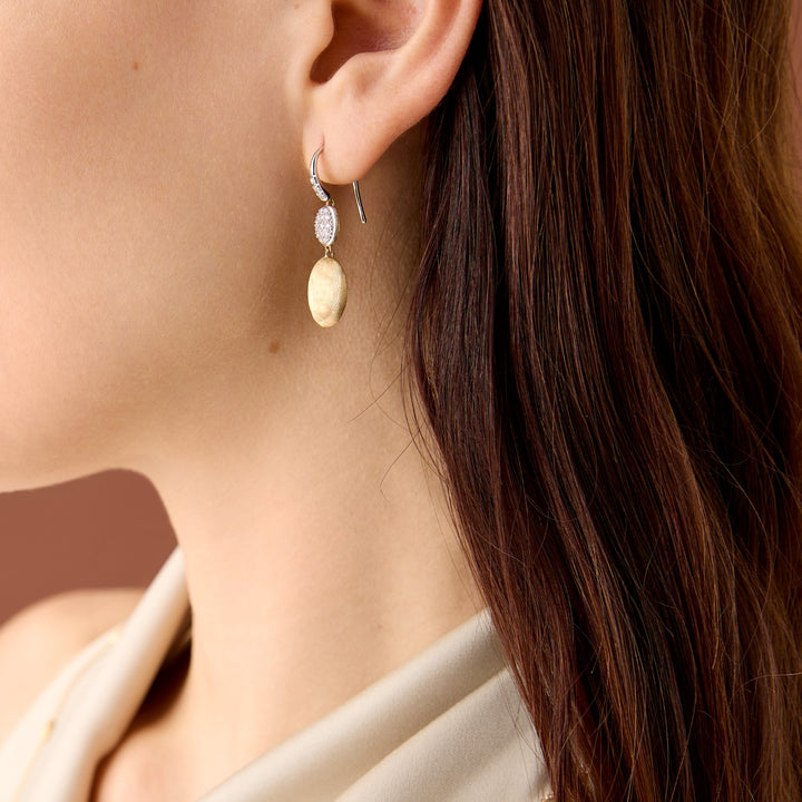 18K Yellow Gold Hook Earrings With Diamond Accents