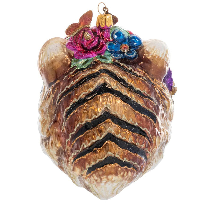 Tiger with Flower Crown Ornament